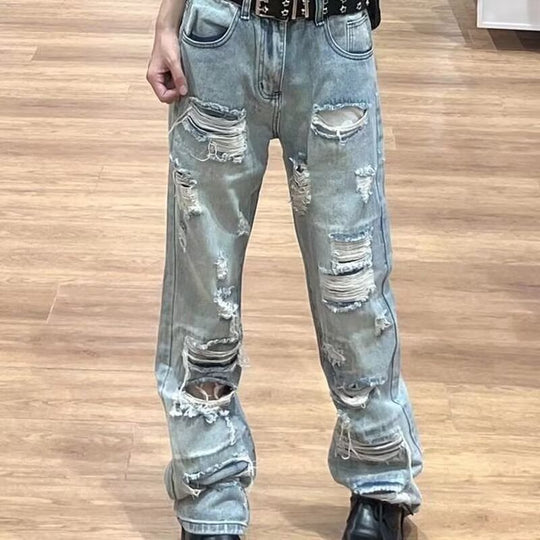 Herren Extraweite Ripped Baggy-Jeans mit tiefem Schritt und ausgeprägten Destroyed-Details Shop Nory