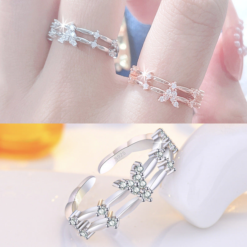 Damen offener Ring mit funkelndem Kristallbesatz und einzigartigem Design Shop Nory