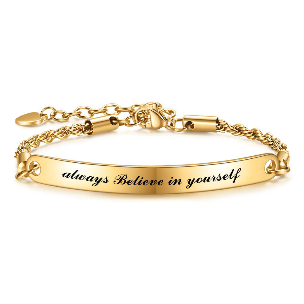 Damen Armband mit gravierbarem Motiv und eleganter Gliederkette Shop Nory