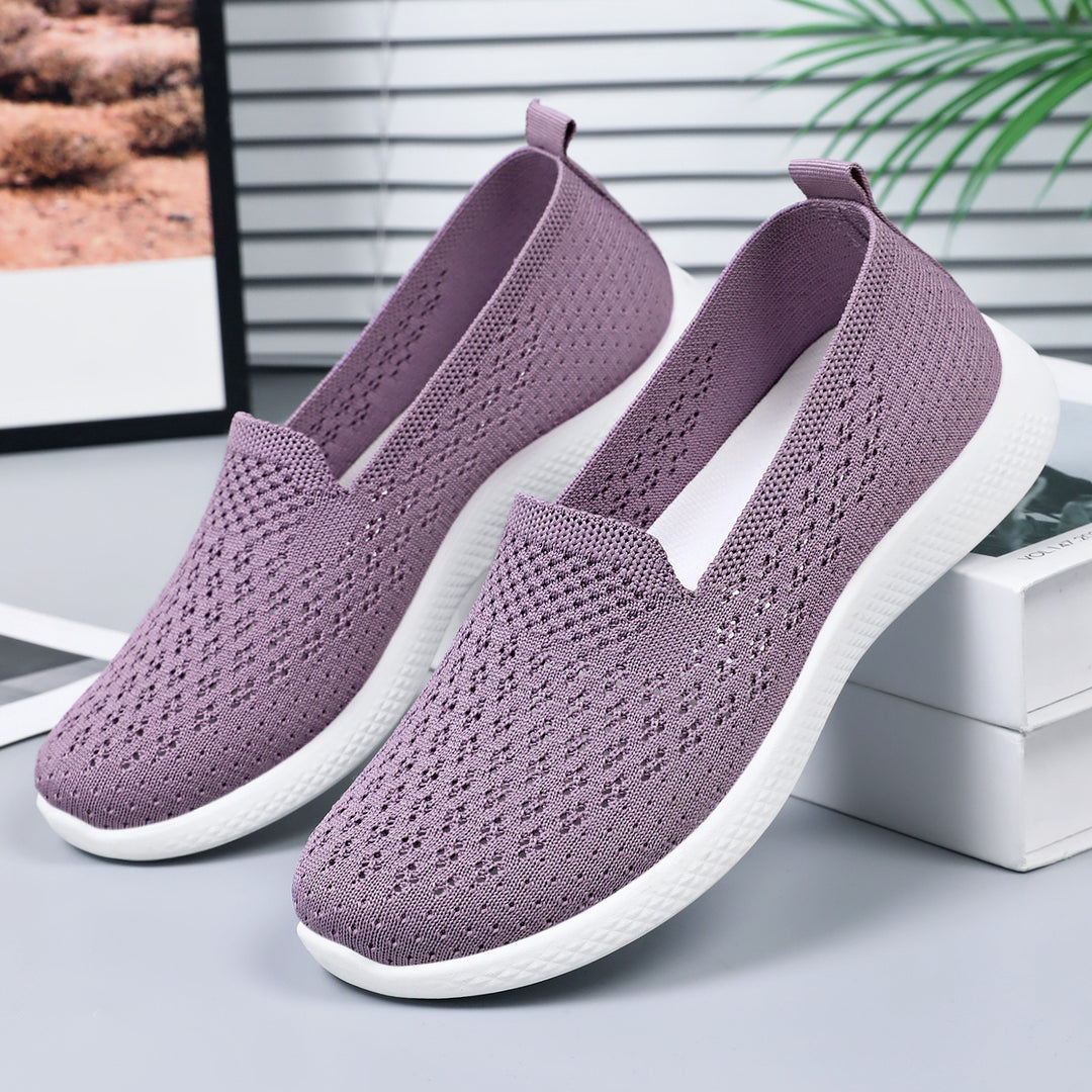 Damen nan nahtloser Strick-Slipper mit perforierter Luftnetzstruktur, ergonomischem Memory-Fußbett und leichter EVA-Dämpfung Shop Nory