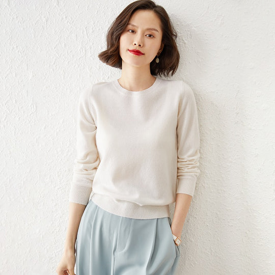 Damen Kurzgeschnittener Feinstrickpullover mit Rundhalsausschnitt und geripptem Bund Shop Nory