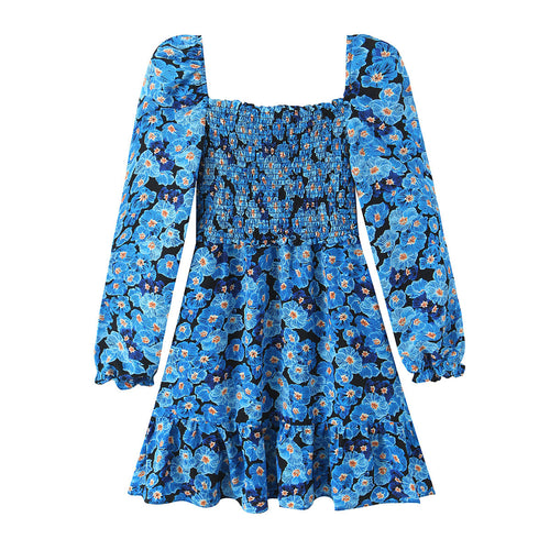 Damen Kurzkleid mit Carmen-Ausschnitt, Smokoberteil und Volantrock Shop Nory