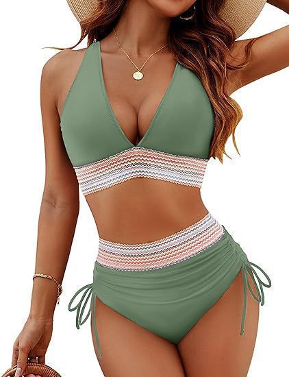 Damen Push-Up Bikini-Set mit verstellbaren Trägersystem und hohem Taillen-Slip Shopnory