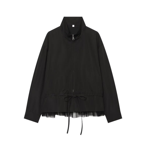 Damen Windbreaker‑Jacke im Blouson‑Schnitt mit Stehkragen, Tunnelzug und Tüllsaum Shop Nory