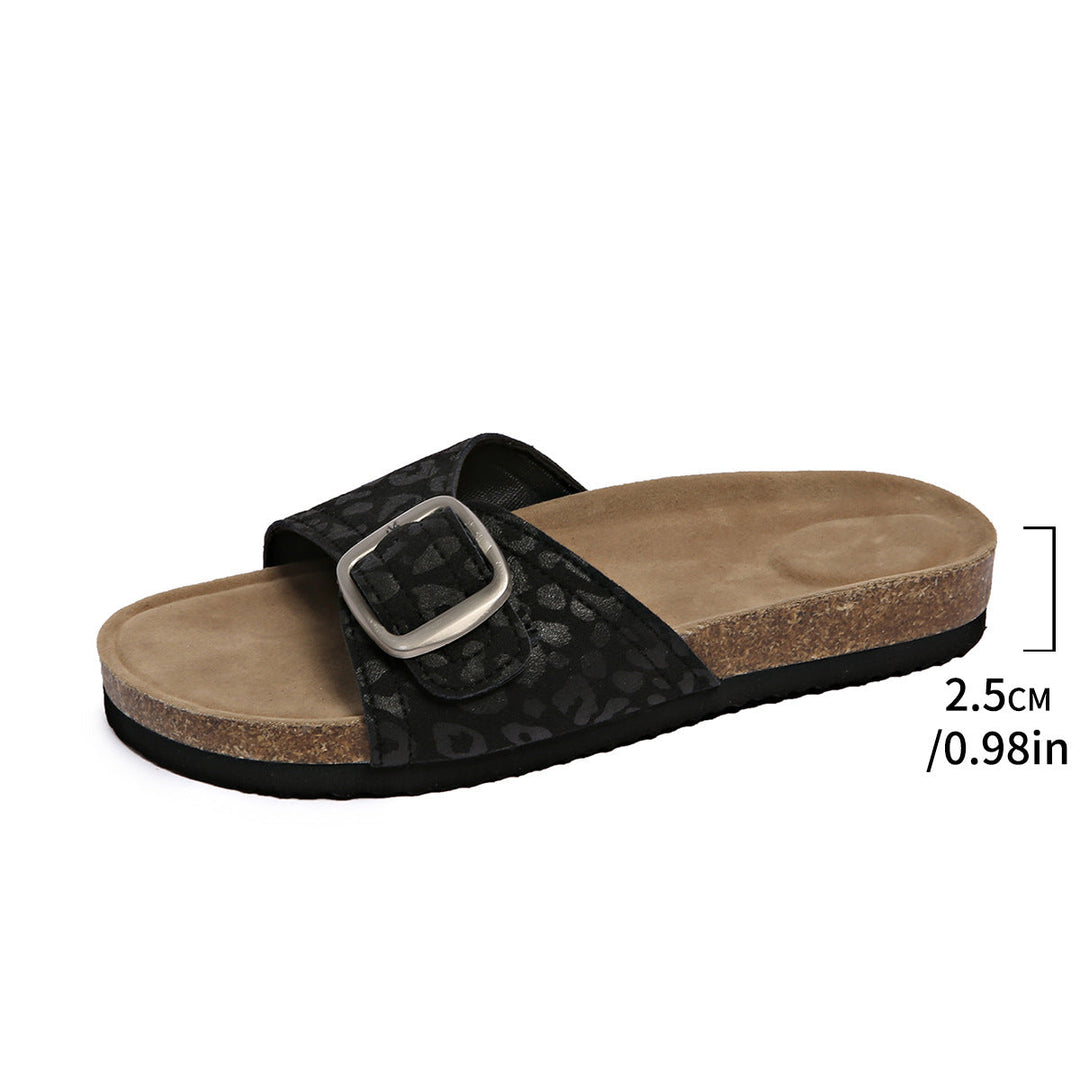 Damen Komfortable Slide-Sandalen mit modischem Schnallen-Detail