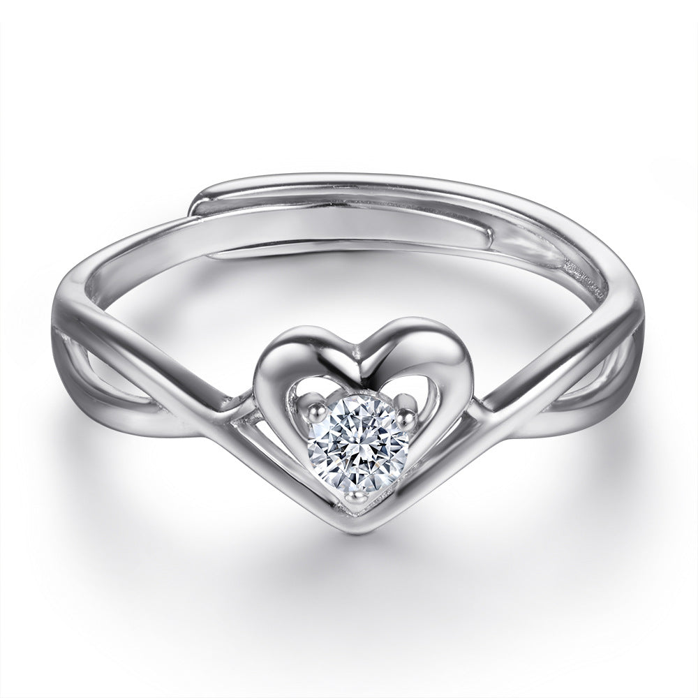 Damen Verlobungsring mit strahlendem Hauptstein und funkelnden Zirkonia-Shop Nory