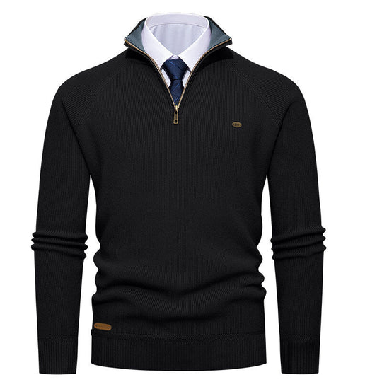 Herren eleganter Strickpullover mit Stehkragen und Reißverschluss