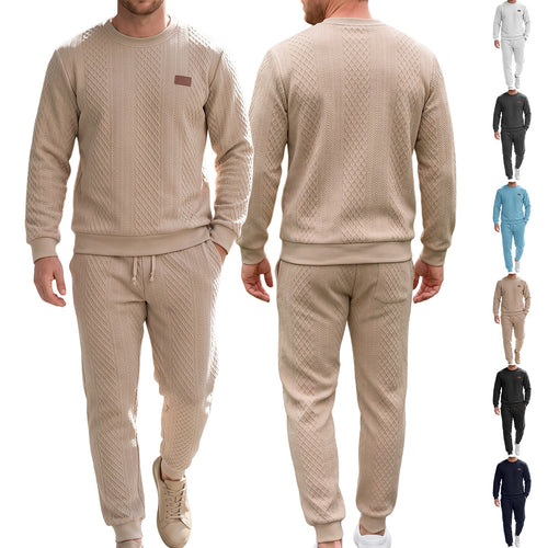Herren Strukturierter Strick-Jogginganzug mit Rundhalsausschnitt und Kordelbund Shop Nory