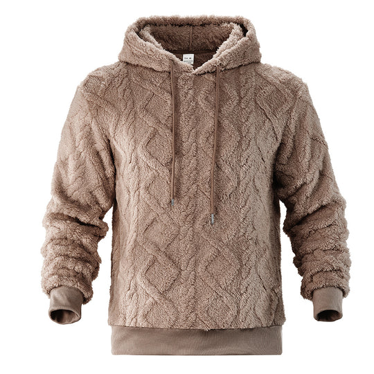 Herren Teddy-Fleece-Hoodie mit diamantstruktur, gefütterter Kapuze und weichen Rippbündchen Shop Nory