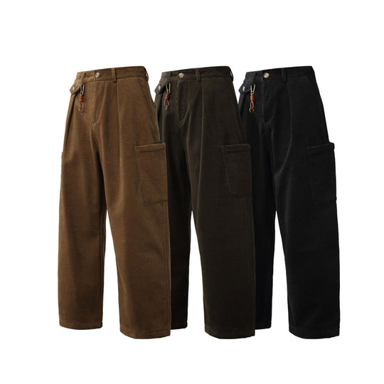 Herren Weite Cord‑Cargohose mit Bundfalten, aufgesetzten Beintaschen und Relaxed‑Fit Shop Nory