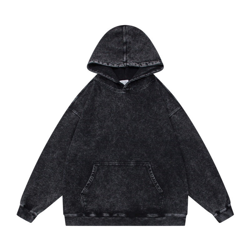 Unisex Oversize-Kapuzenpullover im Acid-Wash mit Kängurutasche und Raglanärmeln Shop Nory