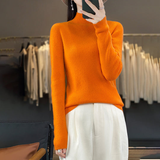 Damen Premium-Feinstrick-Mockneckpullover mit extra langen Ärmelabschlüssen und feiner Rippenstruktur Shop Nory