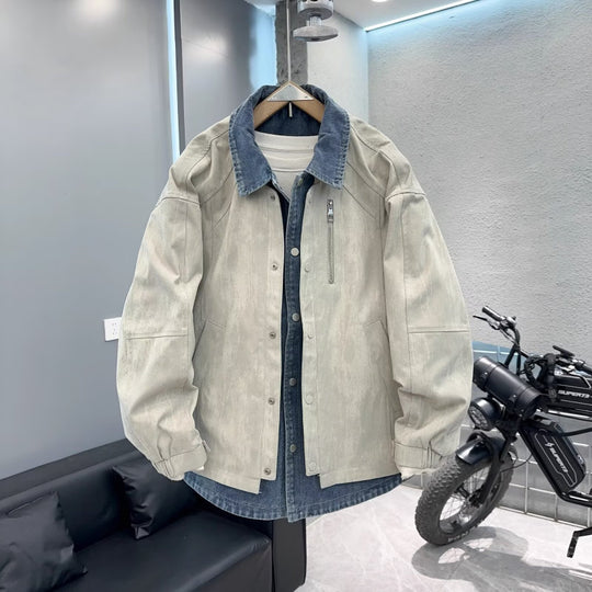 Herren Overshirt-Jacke mit Jeans-Innenblende und Reißverschluss-Brusttasche Shop Nory