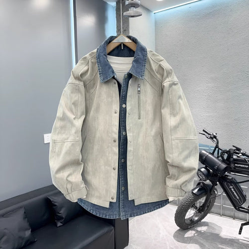 Herren Overshirt-Jacke mit Jeans-Innenblende und Reißverschluss-Brusttasche Shop Nory