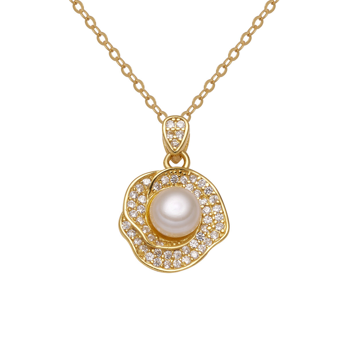 Damen Halskette mit elegantem Perlen-Design und funkelnden Kristallakzenten Shop Nory