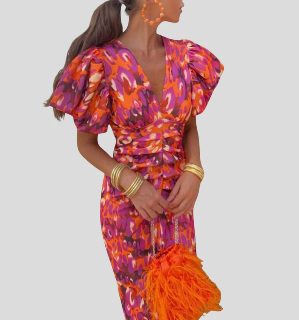 Damen Elegantes Kleid mit Volants und Spitzenelementen