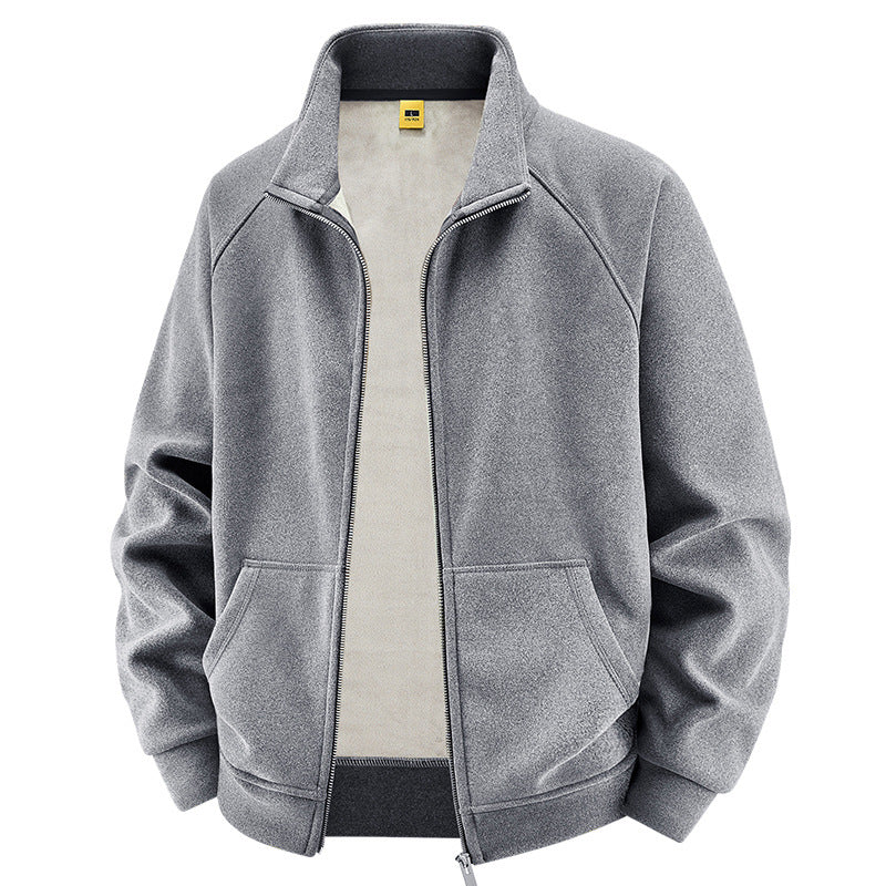 Herren Isolierte Plüschfutter-Sweatjacke mit Stehkragen und verdeckten Innentaschen Shop Nory
