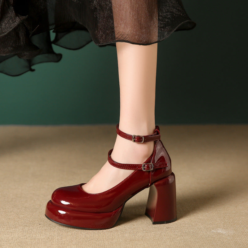 Damen Elegante Blockabsatz-Pumps mit verstellbarem Riemen