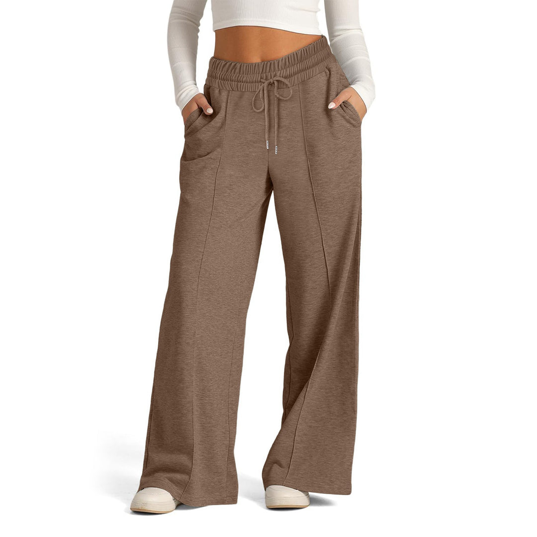 Damen High-Rise Weite Beinhose mit Kordelzug, seitlichen Taschen und vorderer Naht Shop Nory