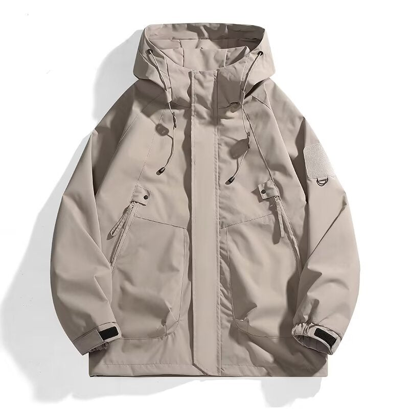 Herren Urbaner Utility-Softshellparka mit Kordelzug, Velcro-Ärmeln und verdeckten Reißverschlüssen Shop Nory