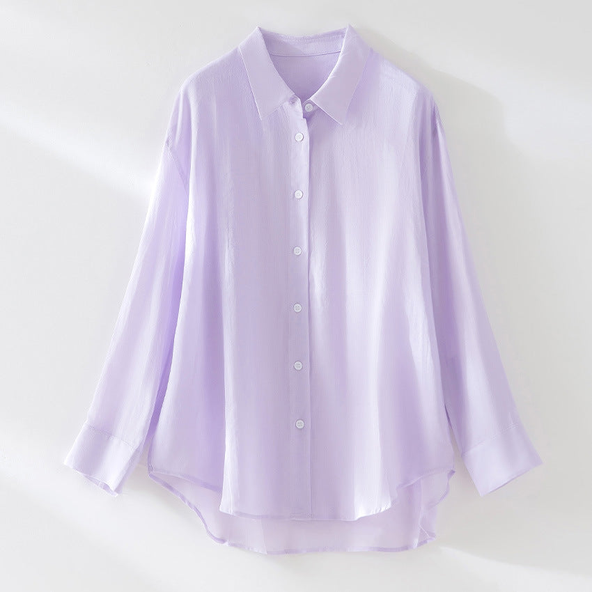 Damen Oversize-Hemdenbluse aus leichter Viskose‑Mischung mit klassischem Kragen Shop Nory