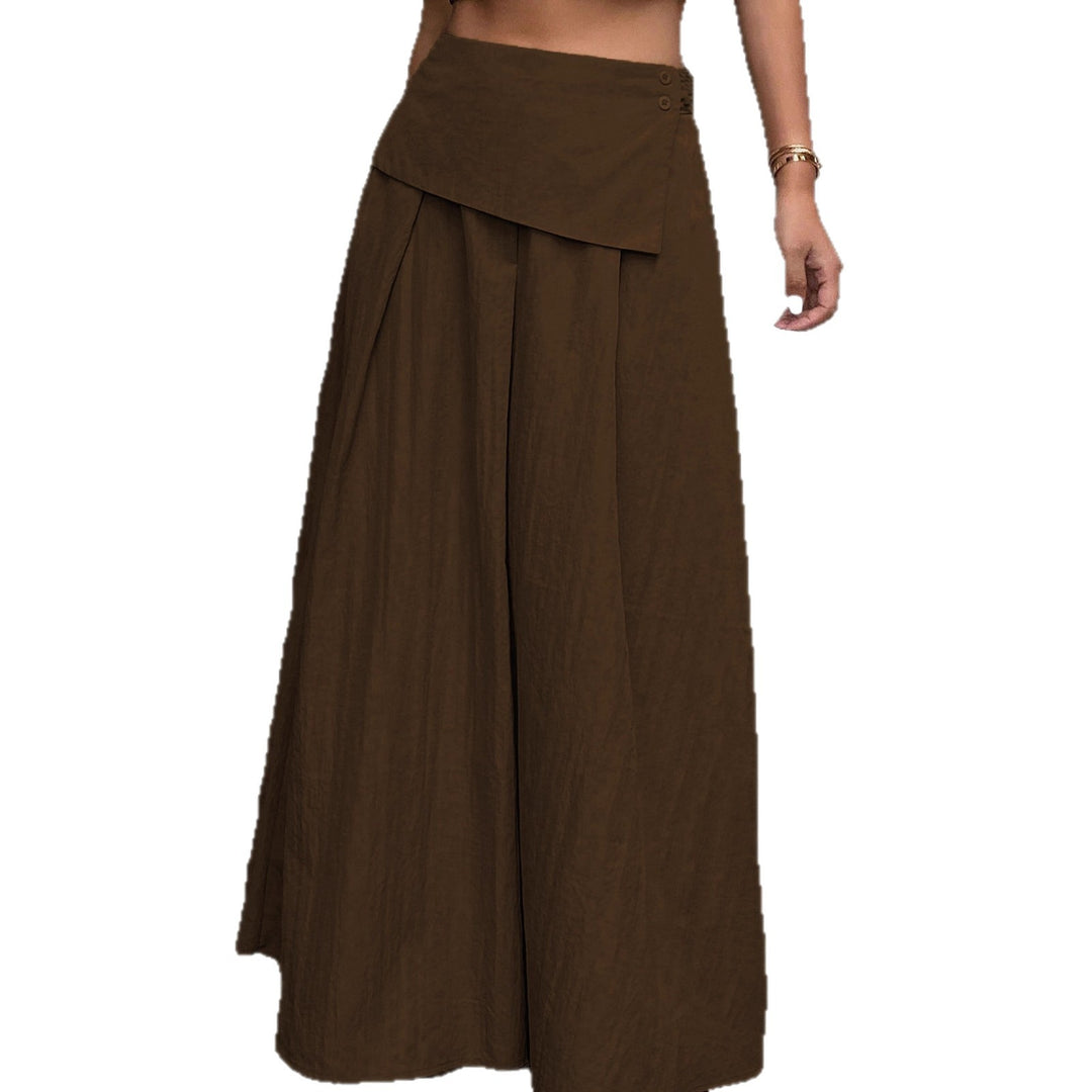 Damen Langer A-Linien Maxirock mit asymmetrischer Wickelblende und Faltenlegung Shop Nory