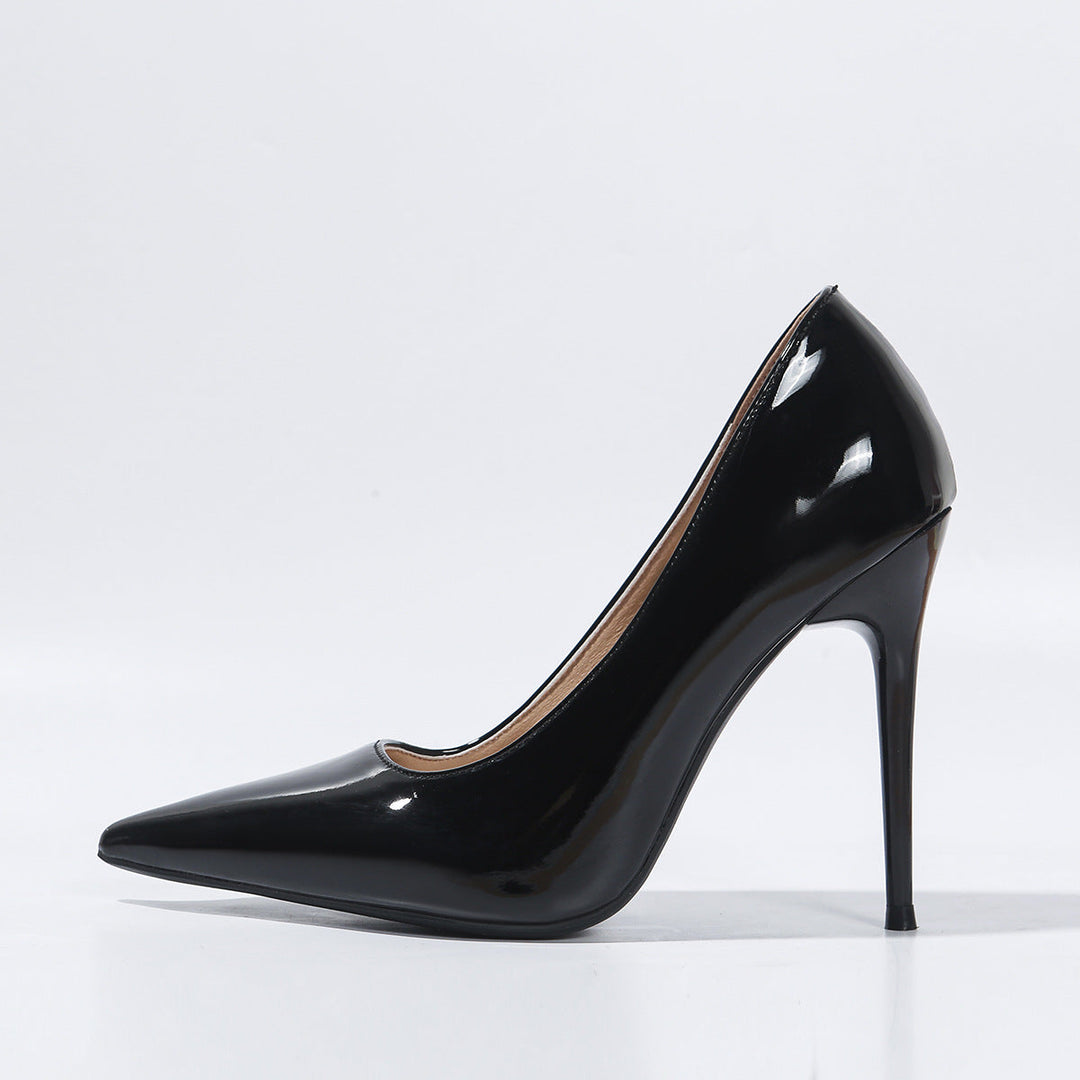 Damen spitze High Heel Pumps mit glänzendem Obermaterial