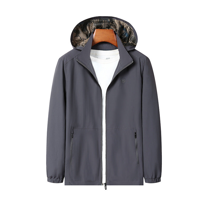 Herren Leichte Kapuzen-Shelljacke mit wasserabweisender Mikrofaser und verdeckten Reißverschlusstaschen Shop Nory