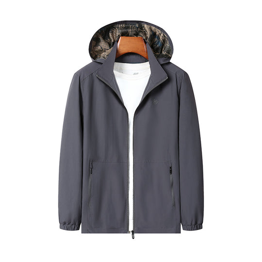 Herren Leichte Kapuzen-Shelljacke mit wasserabweisender Mikrofaser und verdeckten Reißverschlusstaschen Shop Nory
