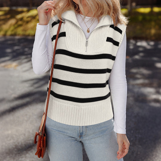 Damen Modisches Streifen-Pullover mit kurzem Schnitt Shop Nory
