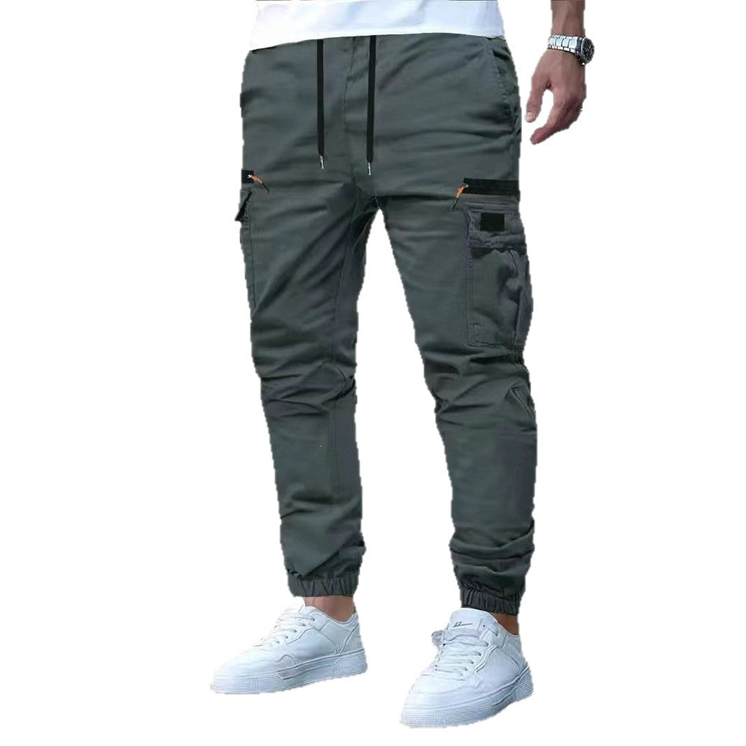 Herren Tapered Cargo-Jogginghose mit Tunnelzugbund, Reißverschlusstaschen & elastischen Bündchen Shop Nory
