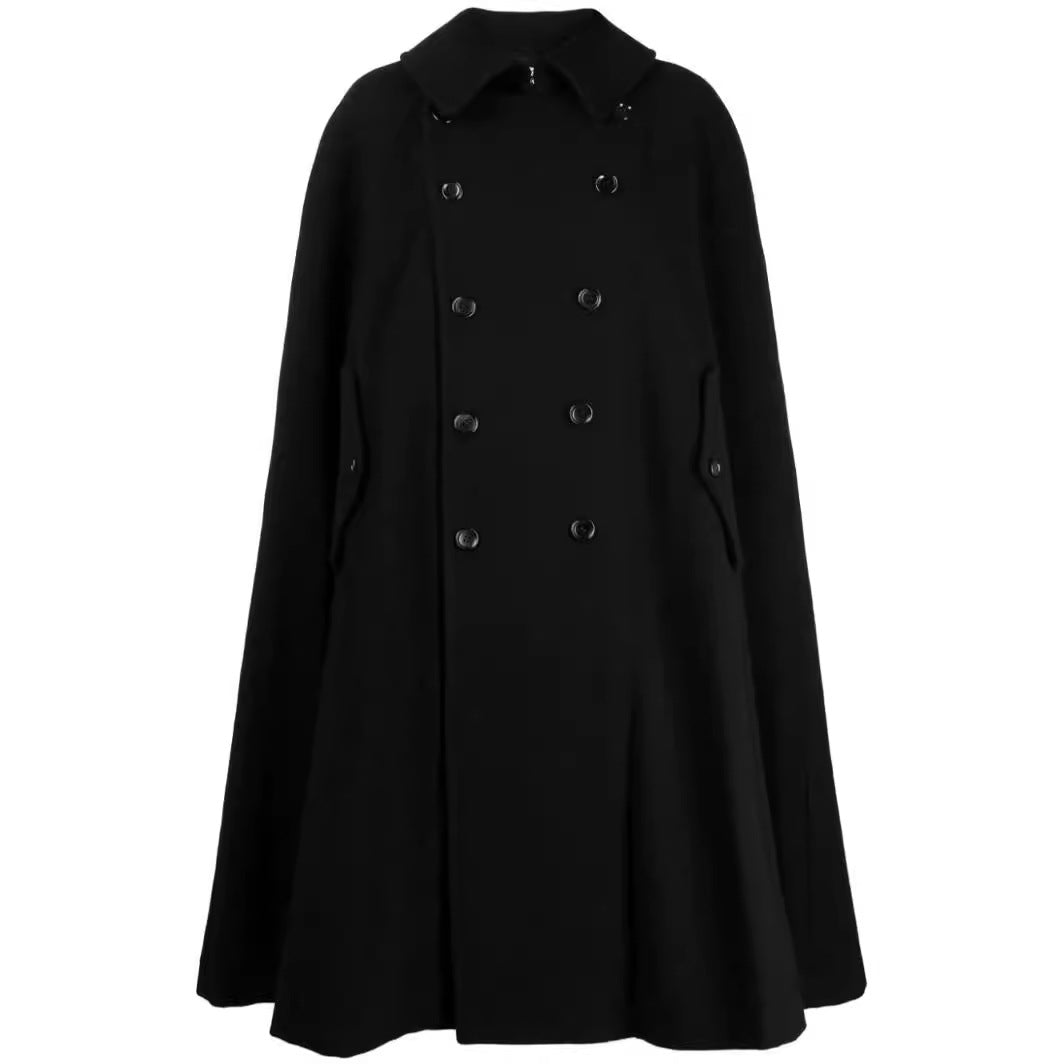 Herren zweireihiger Cape-Mantel aus Wollmix mit Umhangschnitt Shop Nory