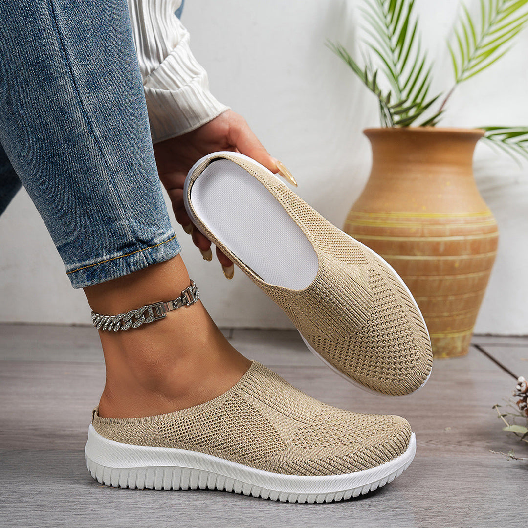 Damen Atmungsaktive Slip-On Freizeitschuhe mit flexiblem Strick-Obermaterial Shopnory