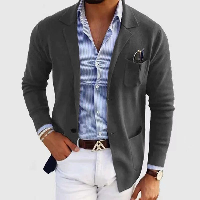 Herren lässiger, eleganter Blazer aus kräftigem Baumwollmix