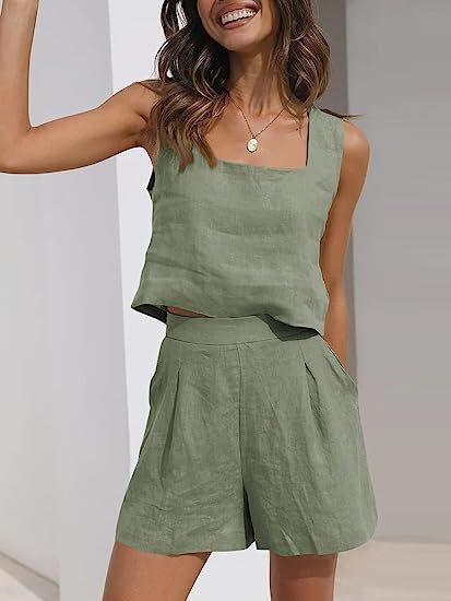 Damen Leichte Sommerbluse und Shorts Set