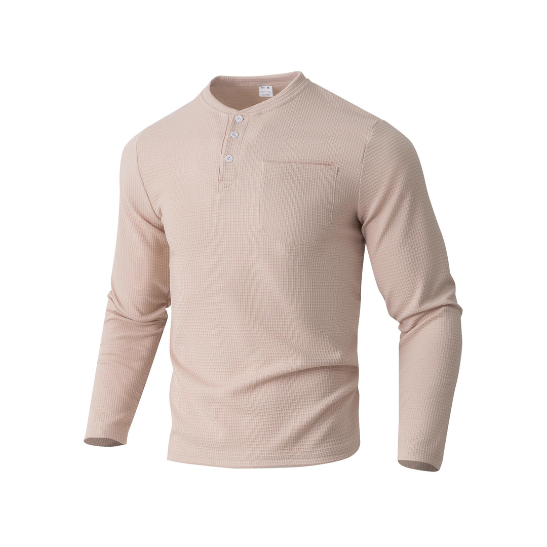 Herren Langarm Henley mit Waffelstruktur und Brusttasche thermisches Langarmshirt Shop Nory