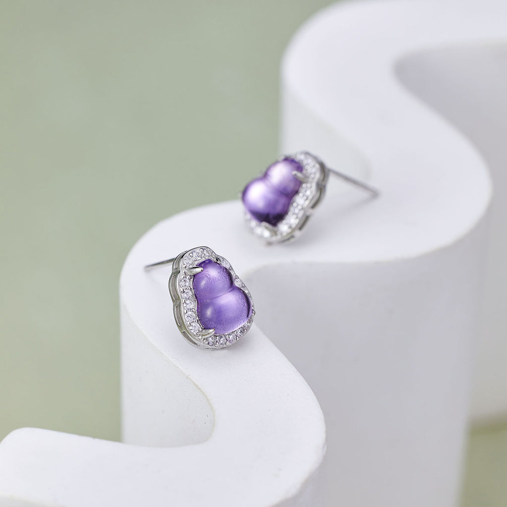 Damen Ohrringe mit luxuriösem Amethyst und funkelnden Zirkonia Shop Nory