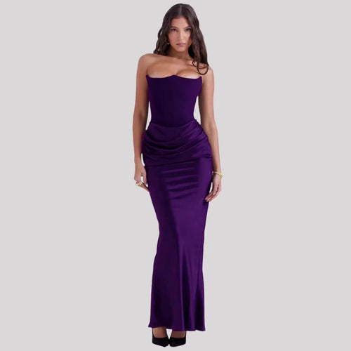 Damen Elegantes Abendkleid mit tiefem Dekolleté und drapierten Details