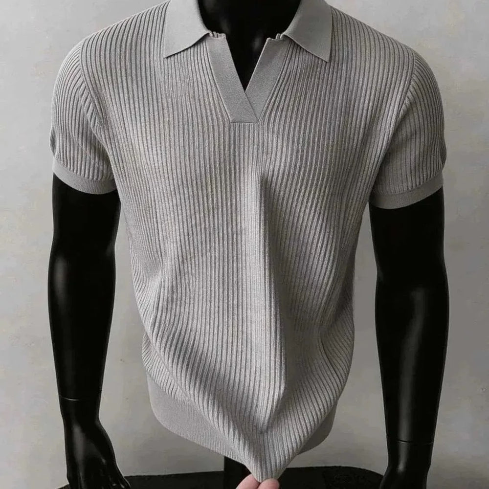 Herren Modisches Strickpoloshirt mit V-Ausschnitt Shop Nory