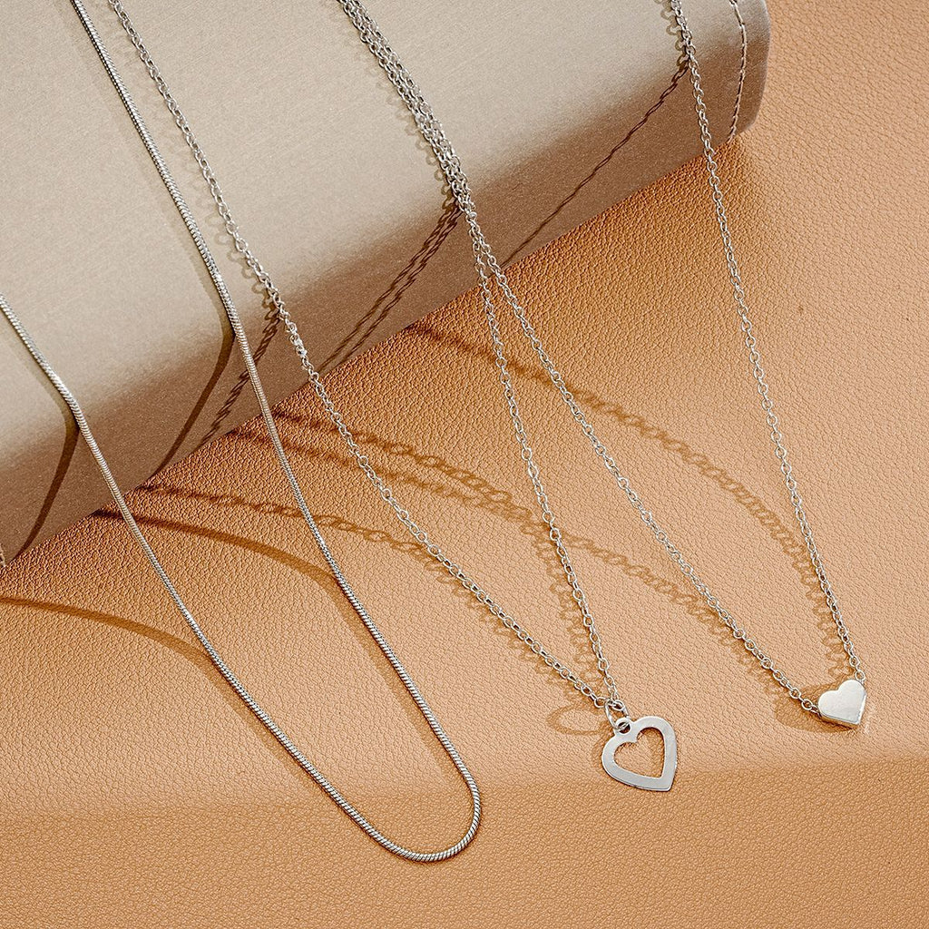 Damen Halskettenset mit zarten Herzanhängern Shop Nory