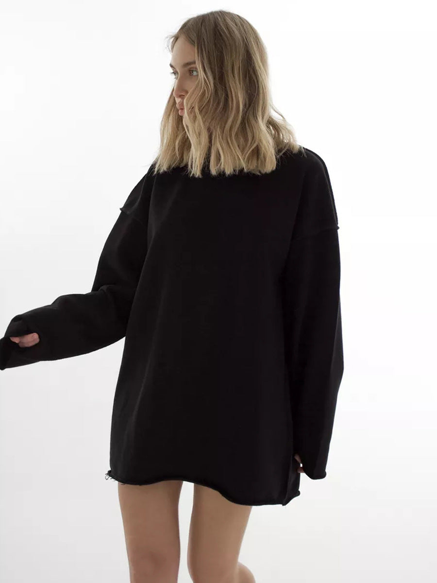 Damen oversized Sweatshirt mit ausgefranstem Saum und verlängerten Ärmeln Shop Nory