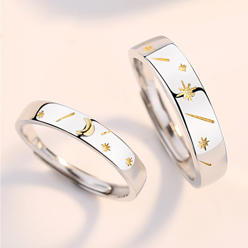 Damen Hochwertige Eheringe mit kunstvollem Mond- und Sternendesign Shop Nory