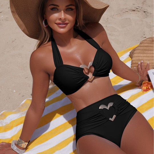 Damen Hochentwickelter Push-Up Bikini mit Herz-Applikationen Shopnory