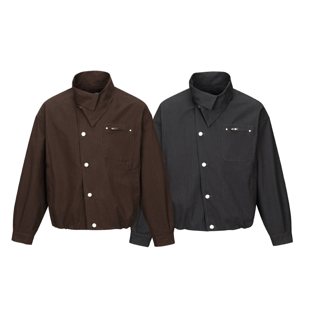 Herren Kurz geschnittener Canvas‑Blouson mit hohem Stehkragen und Druckknopfleiste Shop Nory