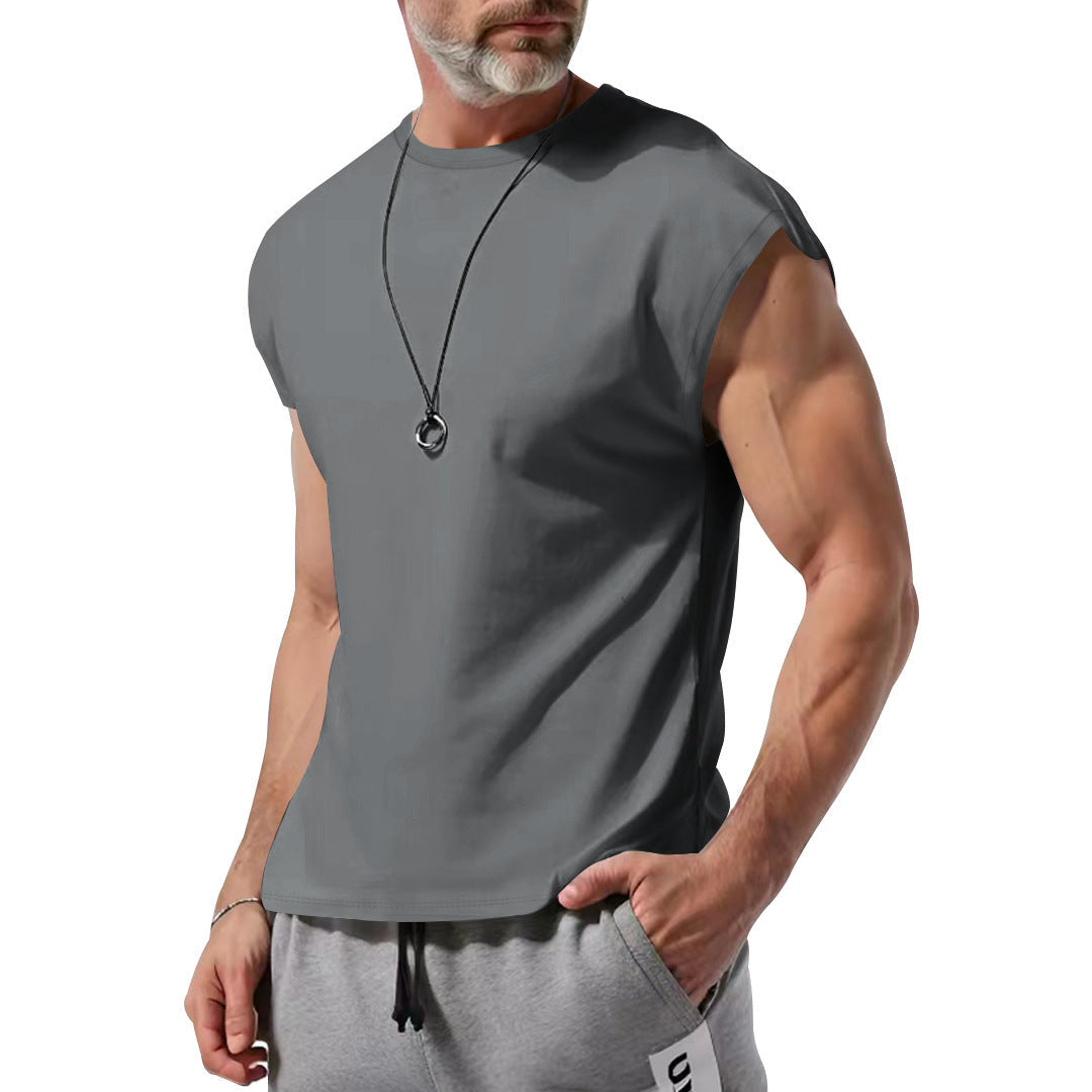 Herren nan athletisches abgeschnittenes Tanktop mit breiten Armöffnungen und Rundhalsausschnitt