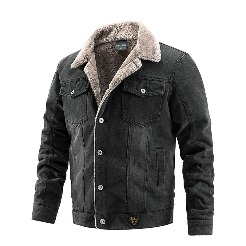 Herren Robuste Denim-Truckerjacke mit Sherpa-Futter und Teddykragen Shop Nory