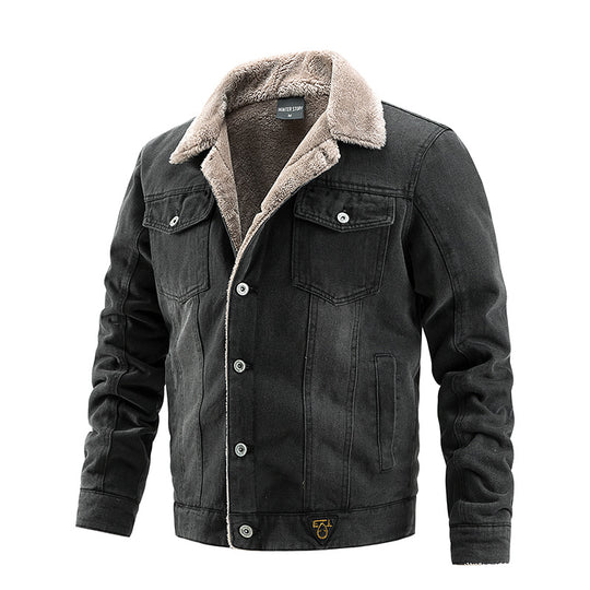 Herren Robuste Denim-Truckerjacke mit Sherpa-Futter und Teddykragen Shop Nory