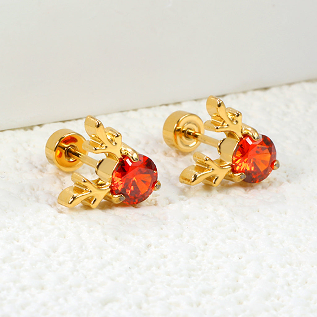 Damen Ohrstecker mit originellen Geweih-Motiven und funkelnden Kristallen Shop Nory