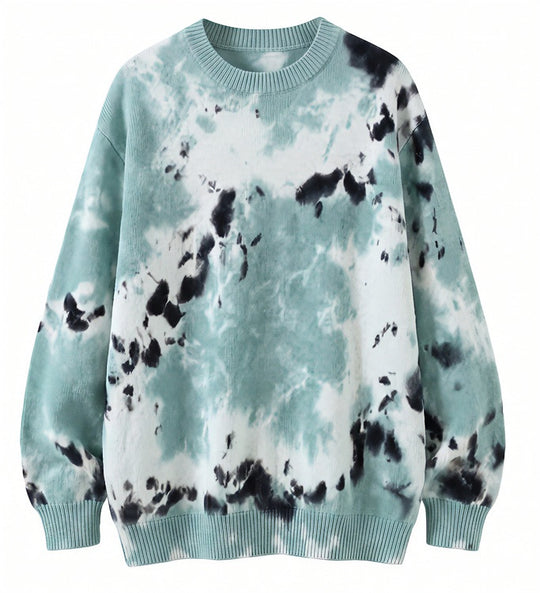 Herren Oversized Batik-Pullover mit Rundhalsausschnitt und Rippbündchen Shop Nory
