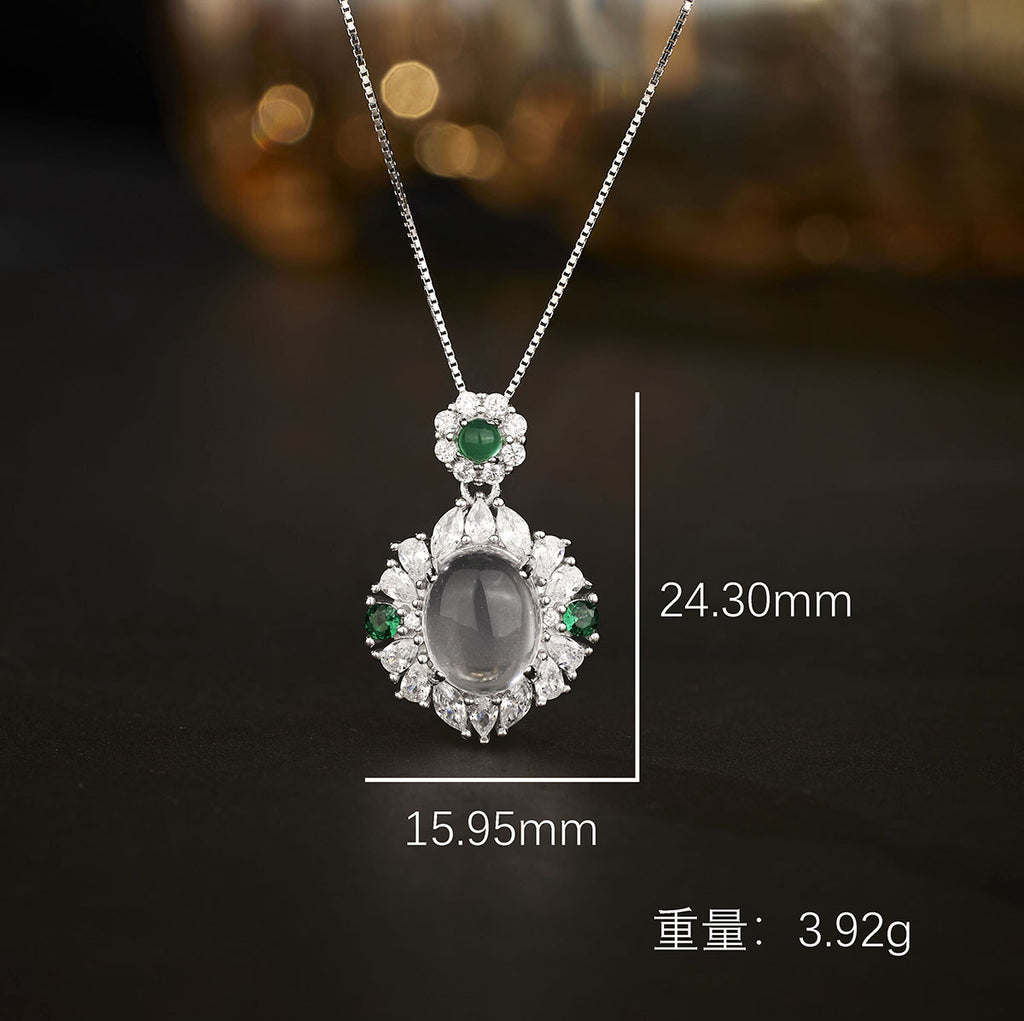 Damen Halskette mit exquisitem Edelsteinanhänger und funkelnden Zirkonia-Elementen Shop Nory